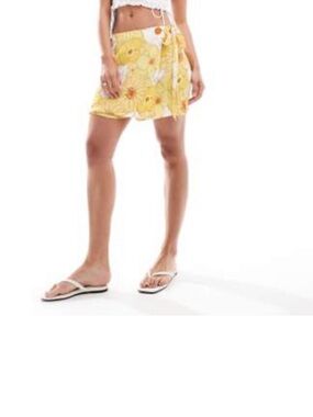 ASOS Yellow Floral Mini Skirt